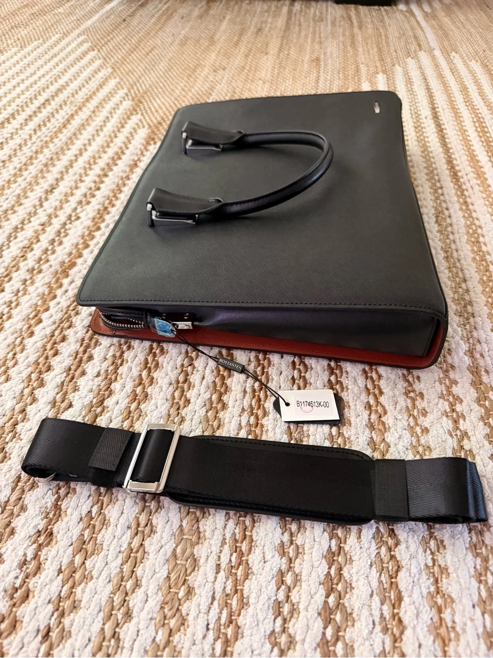 Black Structured Leather Briefcase Bag